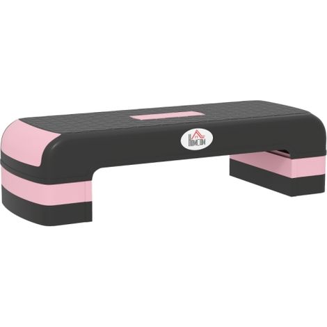 Adjustable Aerobic Step Platform with 3 Heights for Home and Office Workouts in Black and Pink