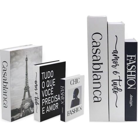 Juego de libros decorativos - Apilables - Caja para libros - Libros falsos - Decoración del hogar - Juego de 3 piezas - Estilo B (1/5)