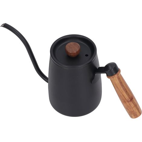 Cafetière à filtre en acier inoxydable noir, bec verseur fin en col de cygne, poignée ergonomique, idéale pour les professionnels. (1/5)
