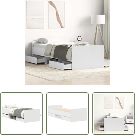 Sommier -  Cadre de lit sans matelas blanc 90x190 cm (1/5)