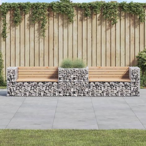 Banco de jardín con cesta de gaviones madera maciza de pino vidaXL (1/5)