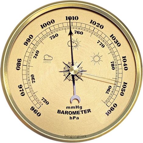Baromètre Or 130mm - Mesure de Pression Atmosphérique de Précision (1/4)