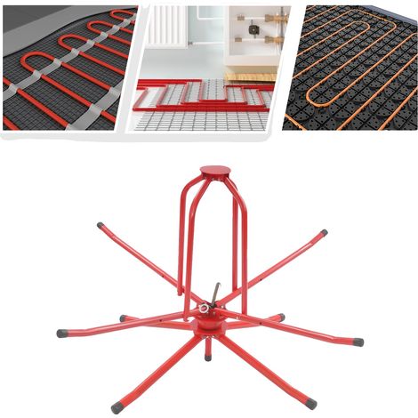 Carrete para manguera de calefacción, construcción de hierro y acero, ancho desplegado de la base de 80 cm, altura de soporte de la manguera de 53 cm, capacidad de carga de 200 kg, peso neto de 8,21 k (1/5)
