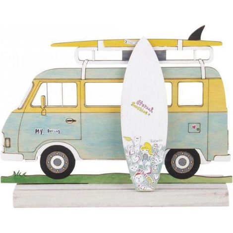 Silhouette en bois à customiser 20 x 14 cm - Camping-car (1/4)