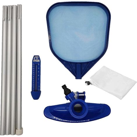 Kit de nettoyage de piscine, tête d'aspirateur de piscine, avec sac filtrant, skimmer de piscine et tige en aluminium détachable, convient aux piscines de plain-pied (D-4-) (1/5)