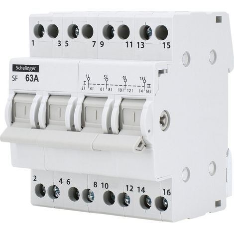 commutatore bipolare selettore barra din 1-0-2 63A 230v solare 4 poli (1/5)