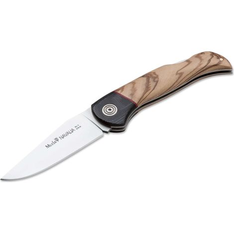 Navaja Muela Navalia NAVAL-10M.OL, con bloqueo, virola micarta negra y cachas de madera de olivo, hoja de 10 cm