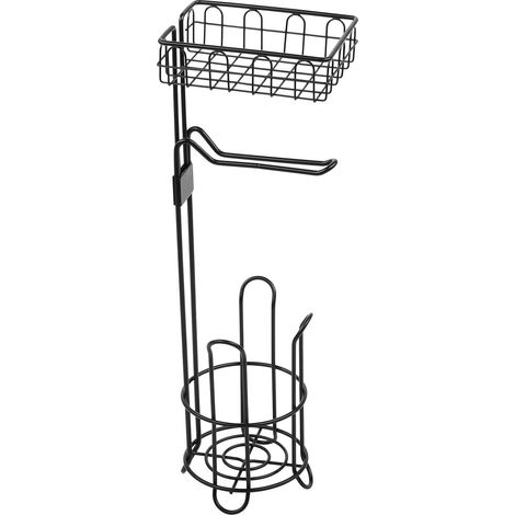 Porte-papier toilette Healeved robuste en fer noir, panier (1/5)