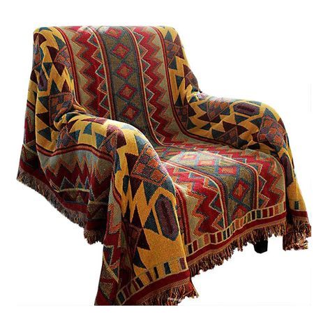 Manta decorativa geométrica bohemia, alfombra de tela boho para sofá, cama, silla, sala de estar, dormitorio (180x220cm) (1/5)