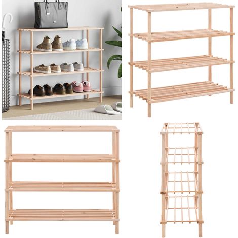 Range-chaussures à 4 étagères Bois de sapin solide - Meuble Rangement Chaussures - Étagère Chaussure - Meuble Entrée - Organisateur Chaussures - Rangement Intérieur - Home & Living (1/5)