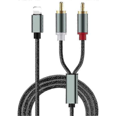 Câble adaptateur audio, câble pour téléphone portable vers RCA, câble de connexion pour amplificateur audio haut-parleur, compatible avec Lightning. (1/5)