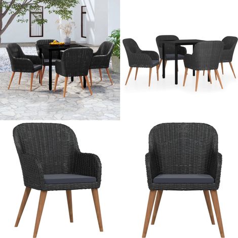 Ensemble à manger de jardin avec coussins 5 pcs Noir - Table de jardin - Chaises de jardin (1/5)