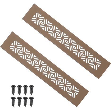 2 Pièces Grille Ventilation 250 x 50 mm Grille D'aération De Porte, Grille De Ventilation, Grille de ventilation en aluminium,Avec Vis De Montage Pour Cabinet Armoire Porte, Marron (1/5)