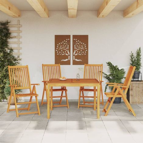 Garden Dining Set Brown Solid Acacia Wood Medium Foldable vidaXL (1/5)