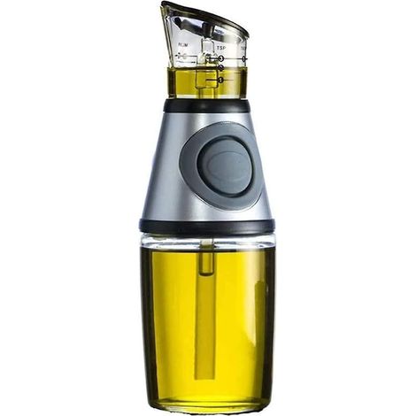 Distributeur d'huile et de vinaigre en verre de haute qualité, doseur d'huile de cuisine, large ouverture pour un remplissage et un nettoyage faciles, bouteille d'huile en verre transparent avec gradu (1/5)