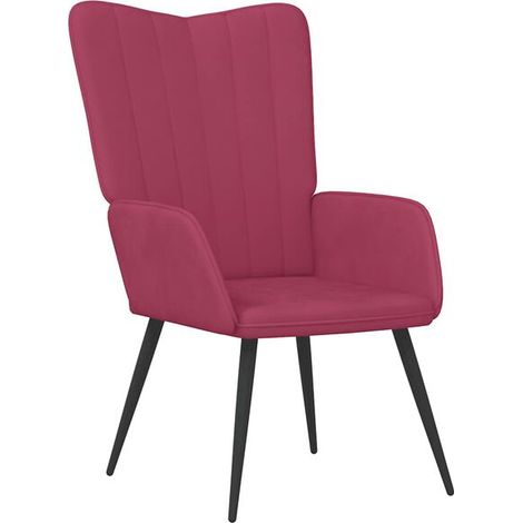 Chaise longue bourguignonne en velours rouge – Fauteuil relax design rétro, dossier inclinable et repose-pieds intégré, idéal pour salon ou chambre (1/5)