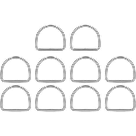 Lot de 10 anneaux en D en acier inoxydable 316, 3 mm, soudés sans soudure, demi-ronds, accessoires pour planches de surf et kayaks, 25 x 22 x 3 mm