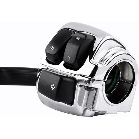 Guidon Moto 25mm 1 Pouce Commutateur de Contrôle avec Faisceau de Câbles Argenté, Lot de 2 pour Guidon (1/5)