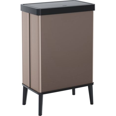 Dmora - Pattumiera Tofino, Cestino portarifiuti, Bidone per raccolta differenziata, Mobile per spazzatura, 44x27 h69 cm, Marrone