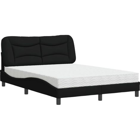 vidaXL Letto con Materasso Hvar Nero 120x200 cm in Tessuto (1/5)