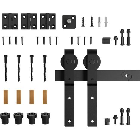 Kit de quincaillerie for Porte de Grange coulissante Pliante de 3 à 6,6 Pieds, kit de Rails à Rouleaux Robustes for 2 Portes, Installation en Douceur, silencieuse et Facile(3FT(92M)) (1/5)