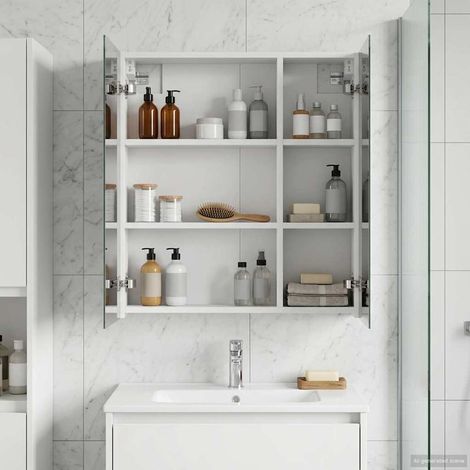 vidaXL Bathroom Mirror Cabinet White 60 x 14.5 x 70 cm Engineered wood