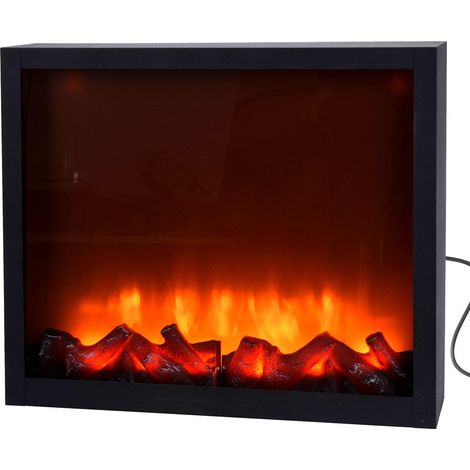 Cheminée électrique LED 41x25cm – Décoration de Noël sur secteur – Ambiance chaleureuse avec flammes réalistes – Métal noir (1/2)