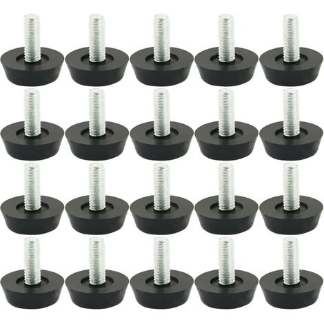 20 pieds réglables pour meubles Glisseurs Pieds Base de chaise Protection de sol Vis glissières 22mm x M6 x 20mm (1/5)