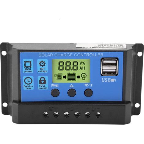 MINKUROW Bcc12v 24v Dual Usb Regolatore Di Carica Del Pannello Solare, Regolatore Di Carica Solare 30a (30a) (1/5)