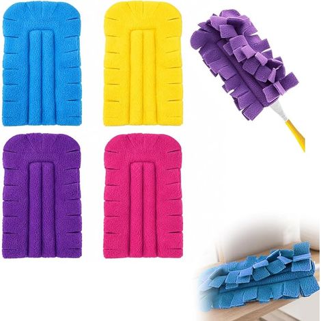 Plumeau Lavable et Réutilisable, Lot de 4 Recharges Anti Poussière pour Manche de Plumeau Grand Format, Tissu Microfibre 360 Degrés pour Poils Animaux, Sac Machine Inclus (1/5)