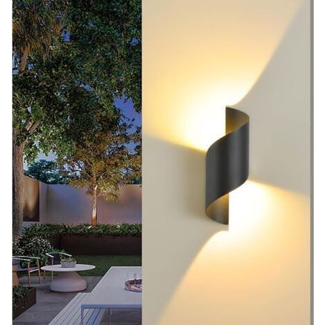 LED Applique Murale intérieur/Extérieur,10W 3000K blanc chaud Lampe Murale,Moderne Up Down Luminaire Murale, Spirale aluminium Éclairage Mural Etanche IP65 pour Bar Couloir Entrée Jardin,Noir (1/5)