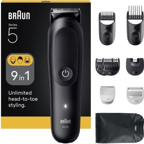 Tondeuse a Cheveux et barbe - Série 5- BRAUN - AIO5540 - 120 min - 14 réglages - Noir (1/5)