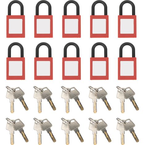 Lot de 10 cadenas de sécurité en nylon à poutre courte, résistants à la corrosion et à la rouille, pour le consignation et l'étiquetage. (1/5)