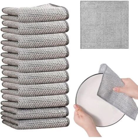 10pcs Metal Cleaning Cloth, Metal Fiber Cleaning Cloth, Anti-Scratch Metal Cleaning Cloth, Dish Cloths (1/5)