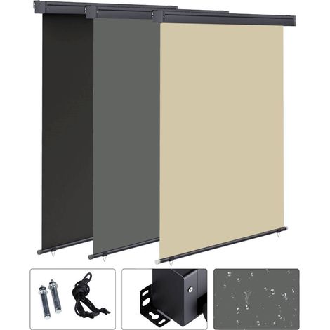 Senkrechtmarkise für Balkon und Terrasse 140x140 cm Anthrazit Vertikalmarkise Windschutz Markise Sonnenschutz Sichtschutz (1/5)