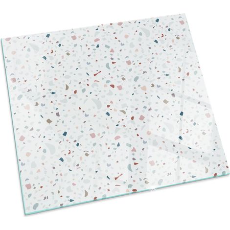 Glasbodenplatte für den Kamin Funkenschutzplatten Glas Bodenplatte Sicherheitsglas Muster mit kleinen Formen Quadratisch 50x50 cm