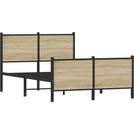 vidaXL Cadre de lit en métal sans matelas chêne sonoma 120x190 cm (1/5)