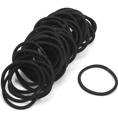 Elastici per capelli in gomma - Neri - Adulti - Unisex - Diametro 5,5 cm (1/3)