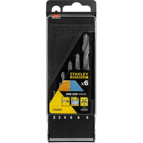 Estuche con 6 brocas HSS-CNC con punta piloto Stanley STA56003-QZ (1/2)
