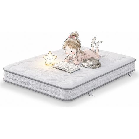 Matelas à ressorts ensachés 7 zones 140 x 200 cm H3, matelas en mousse à froid de 15 cm d'épaisseur, supportant jusqu'à 280 kg, matelas orthopédique pour lit double, adapté aux personnes allergiques, (1/5)