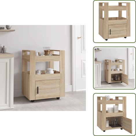 Küchenwagen Holzwerkstoff - vidaXL Küchenwagen Sonoma-Eiche 60x45x80 cm Holzwerkstoff - (1/5)