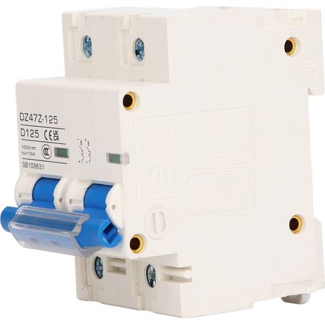 Mini Disjoncteur 2P Montage sur Rail DIN Disjoncteur 125A Protection contre les Courts-circuits Pa66 Matériel pour les Systèmes D'alimentation Cc (Bleu) (1/5)