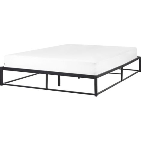 Letto moderno industriale in metallo UE matrimoniale a doghe incorporate senza poggiatesta 160 x 200 cm Nero Viry