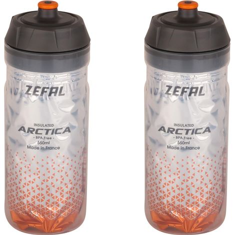 ZEFAL Pack Arctica 55 - Set di due Borracce per Bicicletta - Borraccia Termica Bici - Inodore e Impermeabile - Borracce Ciclismo Senza BPA, 2 x 550ml - Argento/Arancione (1/3)