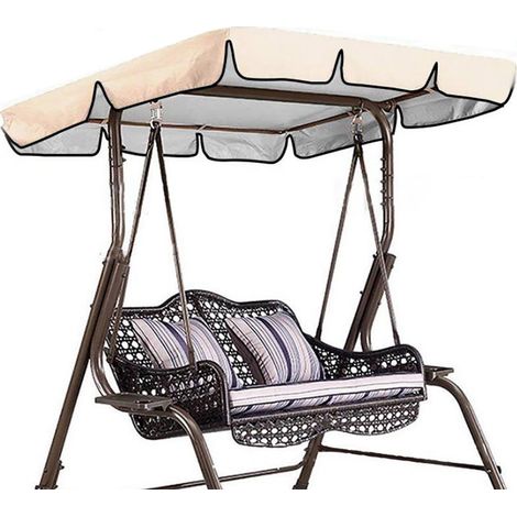 Fodera protettiva impermeabile e anti-polvere per altalena esterna e da giardino – Materiale: 210D rivestimento argento, color beige – Dimensioni: 164 x 114 x 15 cm (solo fodera, senza sedile)-lsw