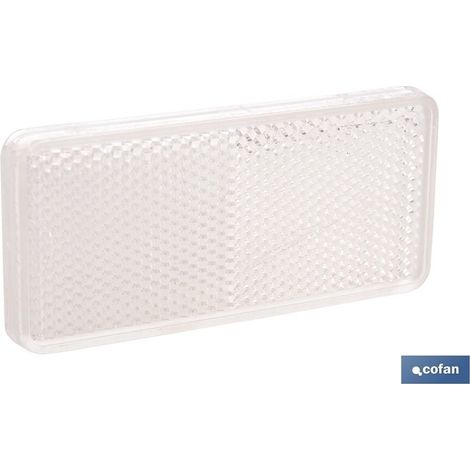 Catadioptrique rectangulaire blanc 94 x 44 mm avec adhésif résistant aux intempéries (1/4)