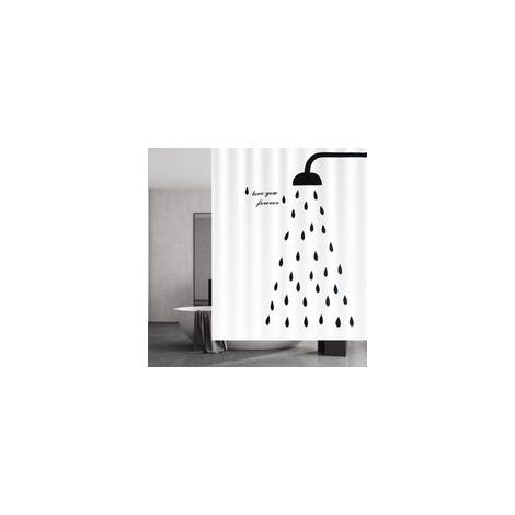 Rideau de Douche 180x200 cm, Rideaux de Douche Séchage Rapide, Rideau de Douche Anti Moisissure Tissu Imperméable Lavable Accessoire de Salle de Bain avec 11 Crochets