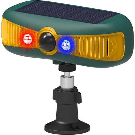 Alarme solaire avec répulsif à ultrasons et alarme vocale pour animaux - Détecteur de mouvement, signal sonore et lumineux (1/5)