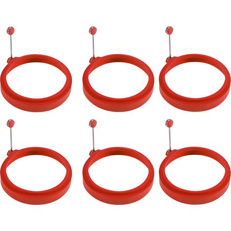Anneau A Oeufs En Silicone - Diamètre 10,5 Cm Hauteur 2 Cm Avec Poignée 6,5 Cm - Pour Omelettes Et Crêpes - Lot De 6 (1/5)