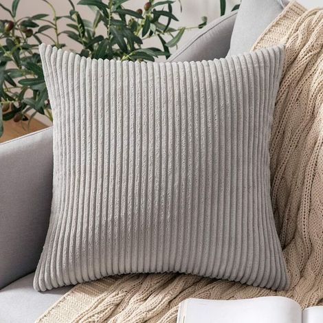Decorative Housses de Coussin en Velours Ctelé Canapé Taie d'oreiller Decoratif Douce pour Maison Salon Chambre Lit Bureau 45 x 45CM  (gris×1)